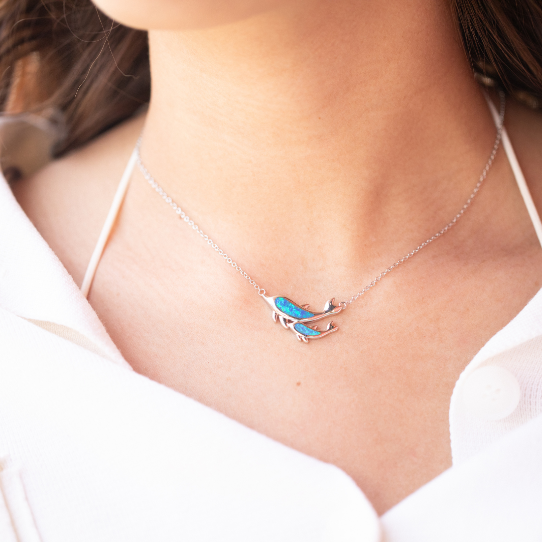 SeaSiren™ | Opal Dolfijn Duo Ketting