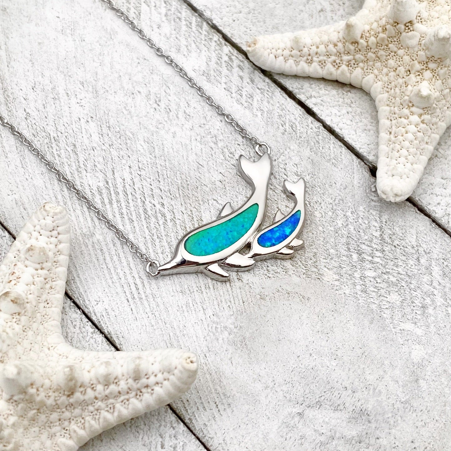 SeaSiren™ | Opal Dolfijn Duo Ketting