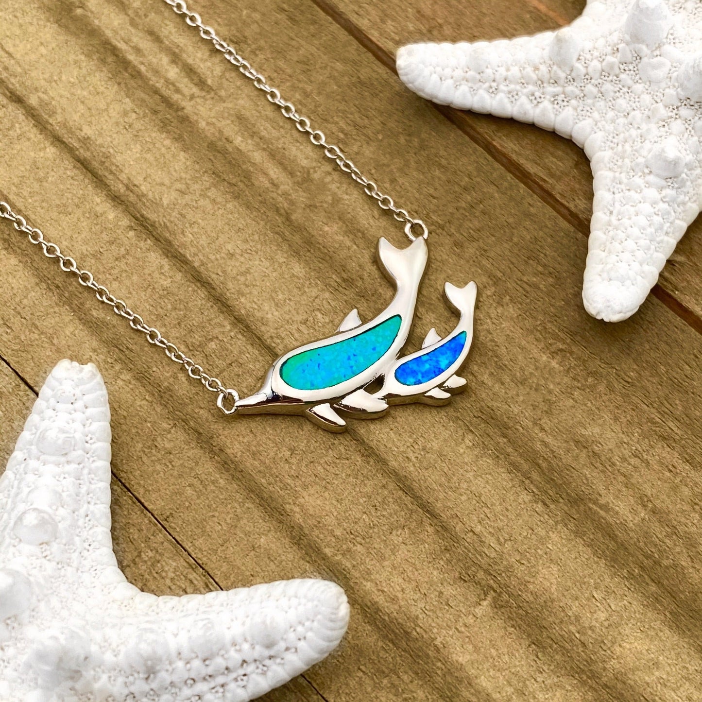 SeaSiren™ | Opal Dolfijn Duo Ketting