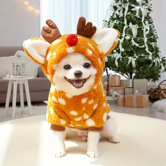SantaFur™ | Warme rendier kerstoutfit voor honden en katten