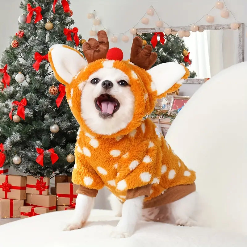 SantaFur™ | Warme rendier kerstoutfit voor honden en katten