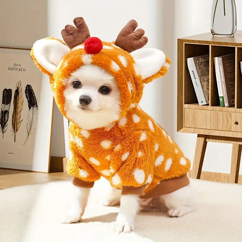 SantaFur™ | Warme rendier kerstoutfit voor honden en katten