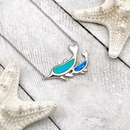 SeaSiren™ | Opal Dolfijn Duo Ketting